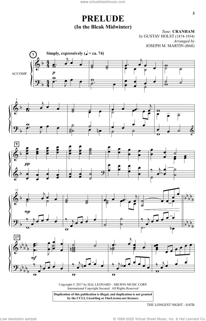 The Longest Night (A Service of Hope And Healing) sheet music for choir (SATB: soprano, alto, tenor, bass) by Joseph M. Martin, intermediate skill level