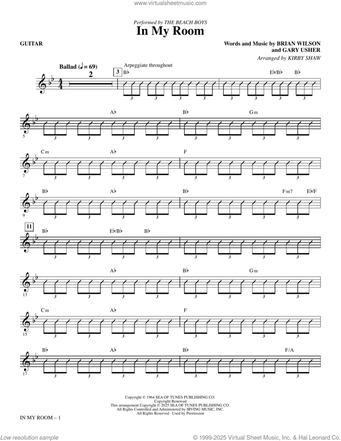 In My Room (arr. Kirby Shaw) (complete set of parts) sheet music for orchestra/band (Rhythm) by Kirby Shaw, Brian Wilson, Gary Usher and The Beach Boys, intermediate skill level
