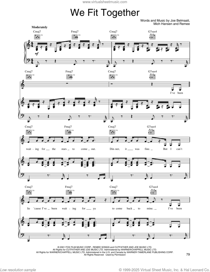 We Fit Together sheet music for voice, piano or guitar by O-Town, Joe Belmaati, Mich Hansen and Remee, intermediate skill level