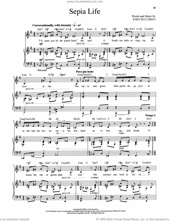 Sepia Life sheet music for voice and piano by John Bucchino and Andrea Marcovicci, classical score, intermediate skill level