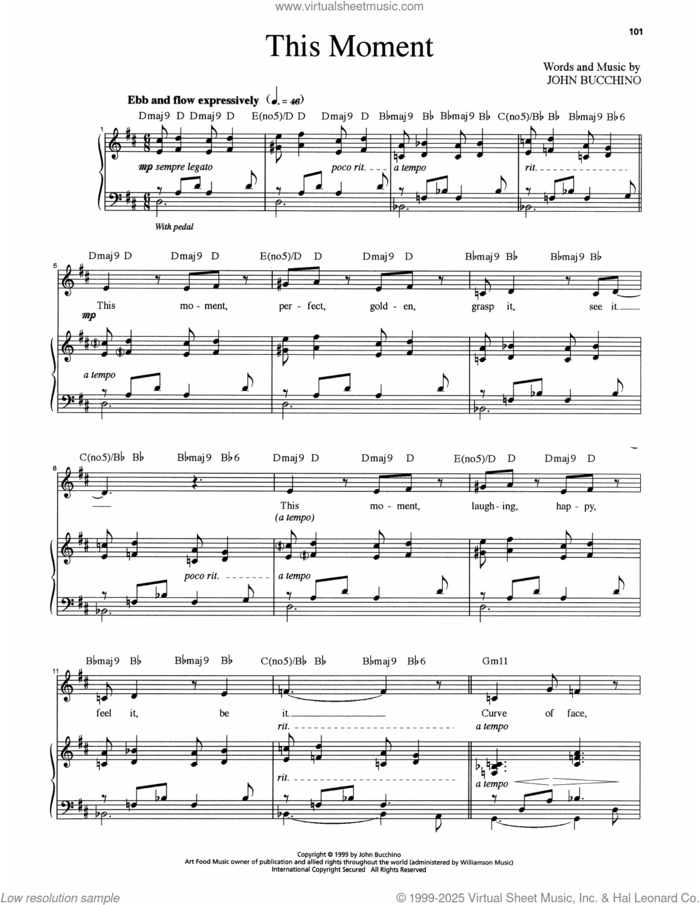 This Moment sheet music for voice and piano by John Bucchino and Kristin Chenoweth, classical score, intermediate skill level