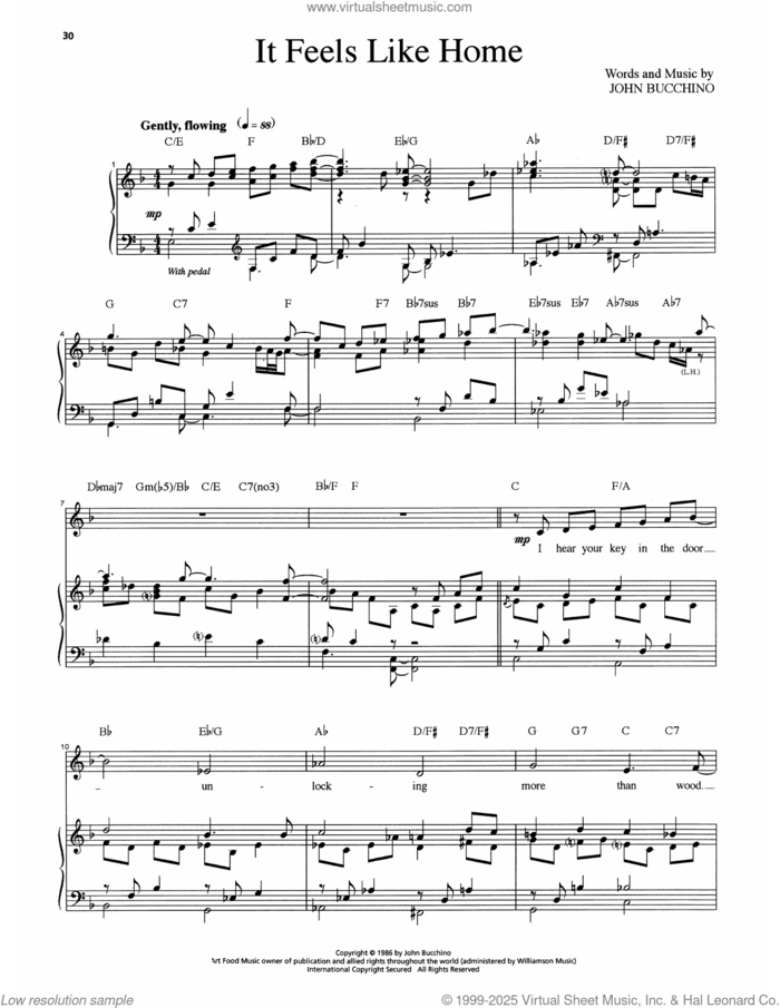 It Feels Like Home sheet music for voice and piano by John Bucchino and Daisy Prince, classical score, intermediate skill level