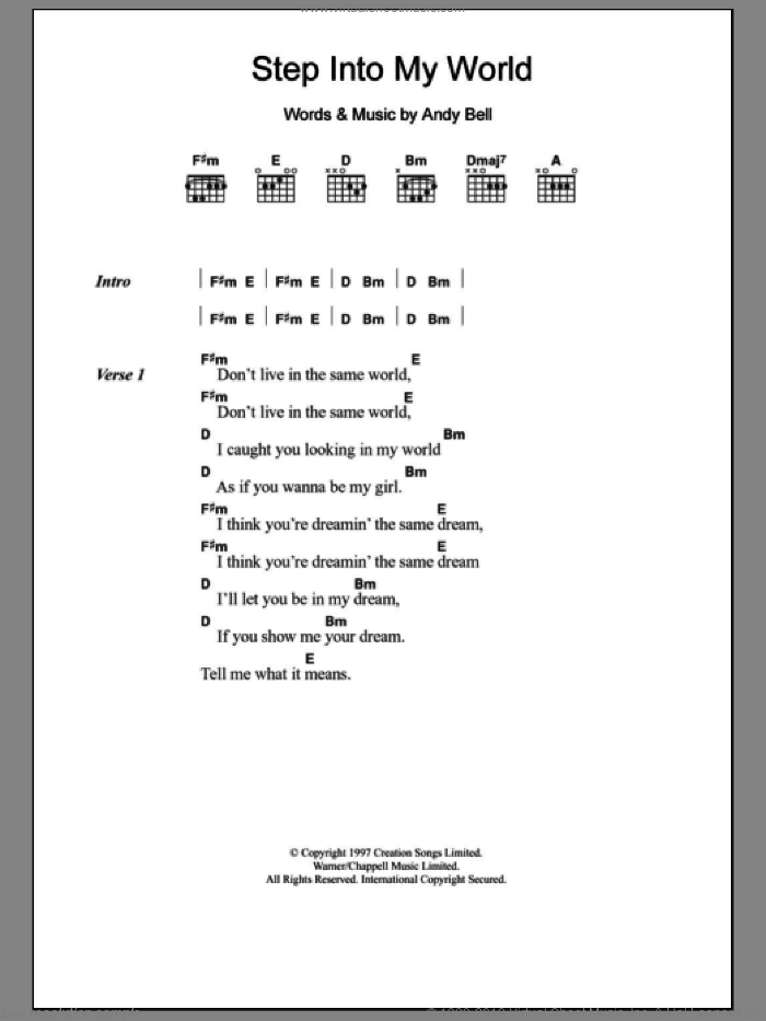 Step Into My World sheet music for guitar (chords) by Hurricane #1 and Andy Bell, intermediate skill level