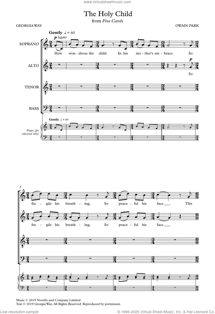 The Holy Child sheet music for choir (SATB: soprano, alto, tenor, bass) by Owain Park and Georgia Way, intermediate skill level