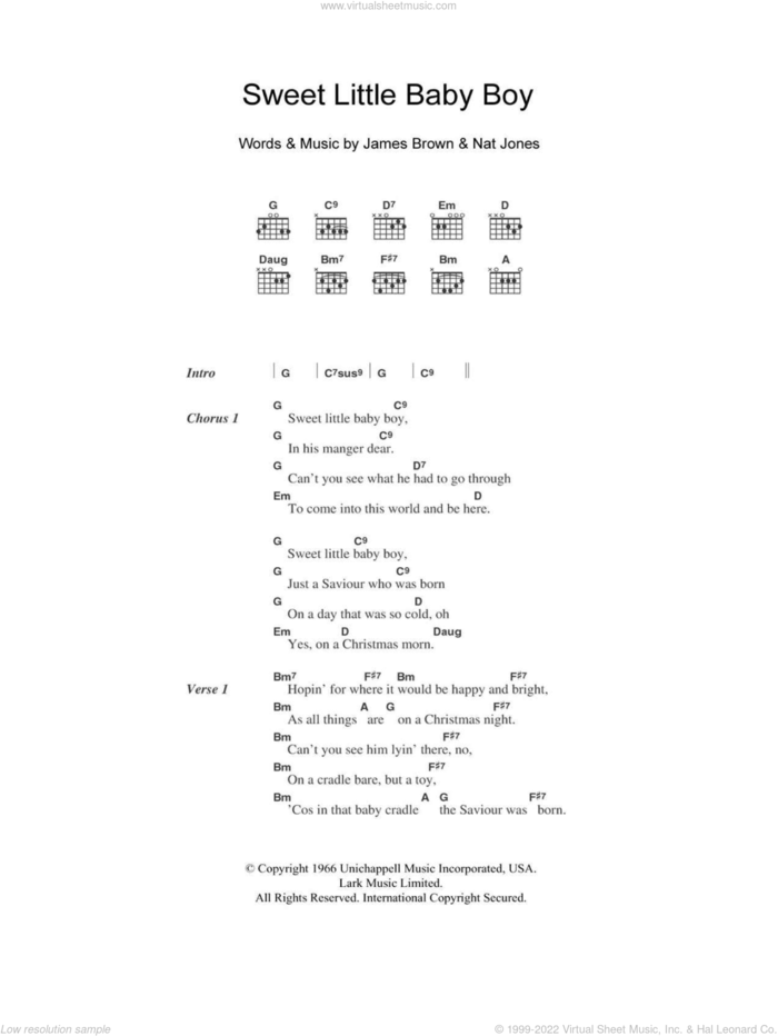 Sweet Little Baby Boy sheet music for guitar (chords) by James Brown and Nat Jones, intermediate skill level