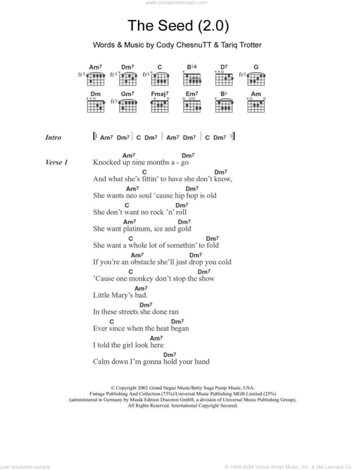 The Seed (2.0) sheet music for guitar (chords) by The Roots, Cody ChesnuTT and Tariq Trotter, intermediate skill level