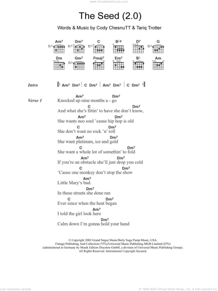 The Seed (2.0) sheet music for guitar (chords) by The Roots, Cody ChesnuTT and Tariq Trotter, intermediate skill level