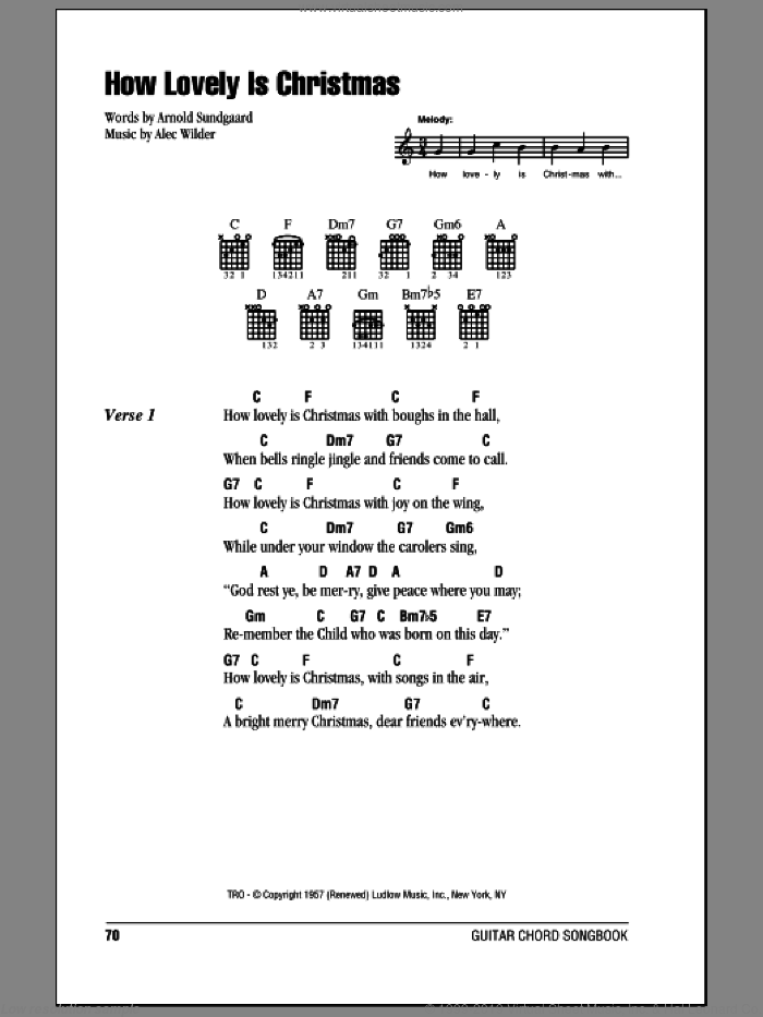 How Lovely Is Christmas sheet music for guitar (chords) by Arnold Sundgaard and Alec Wilder, intermediate skill level