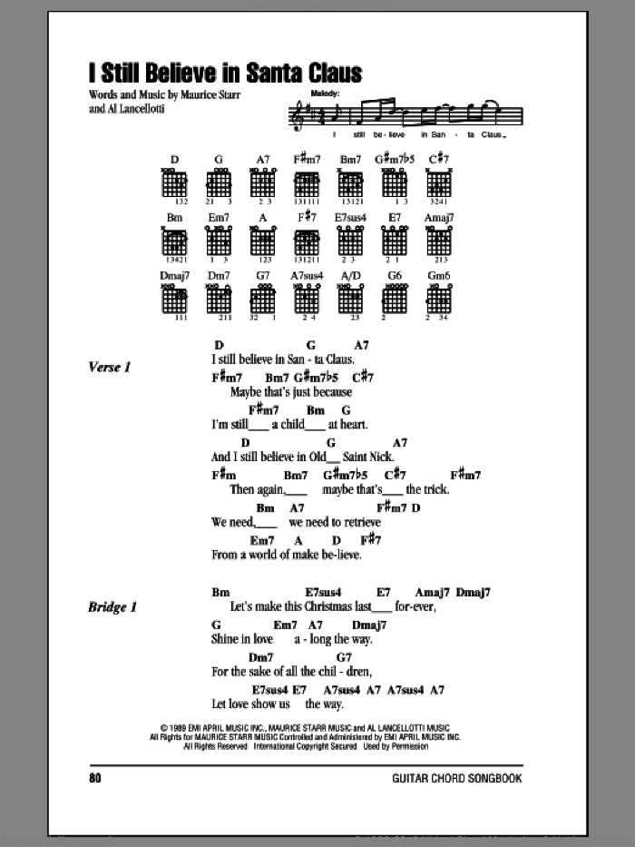 I Still Believe In Santa Claus sheet music for guitar (chords) by New Kids On The Block, Al Lancellotti and Maurice Starr, intermediate skill level