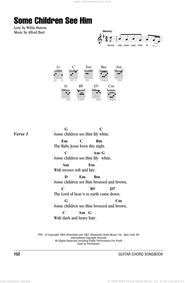 Some Children See Him sheet music for guitar (chords) by Wihla Hutson and Alfred Burt, intermediate skill level