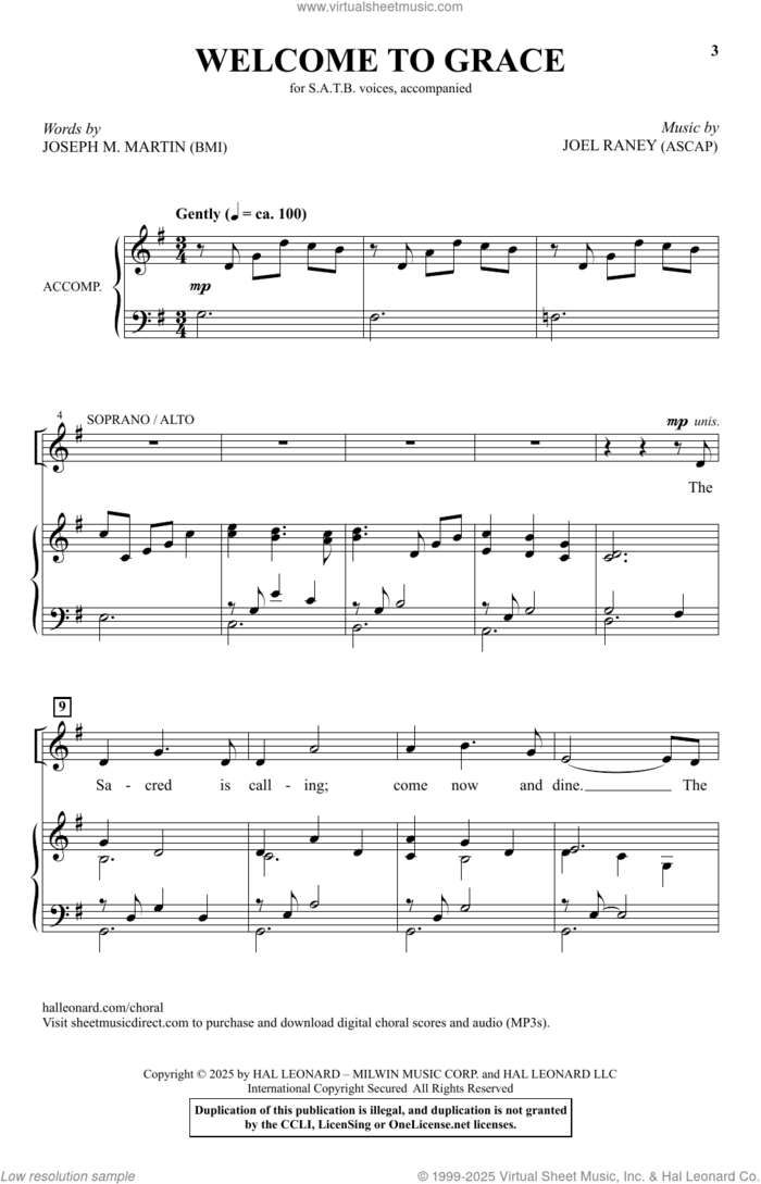 Welcome To Grace sheet music for choir (SATB: soprano, alto, tenor, bass) by Joel Raney and Joseph M. Martin, intermediate skill level