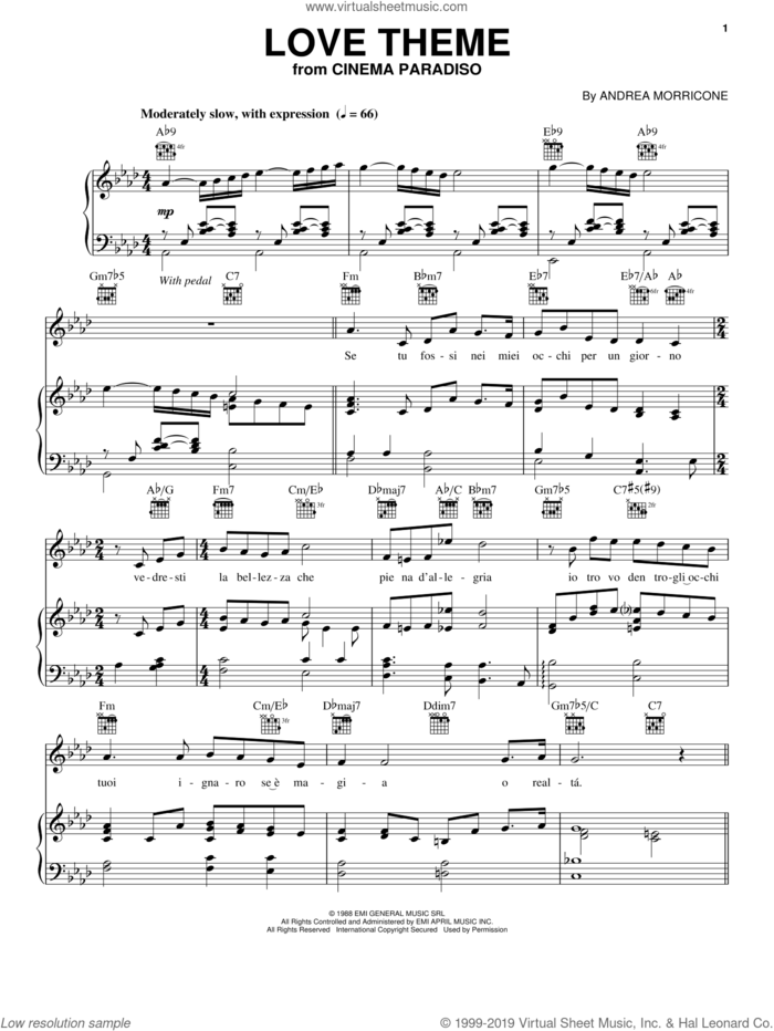 Cinema Paradiso (Se) (Love Theme) sheet music for voice, piano or guitar by Josh Groban and Andrea Morricone, intermediate skill level