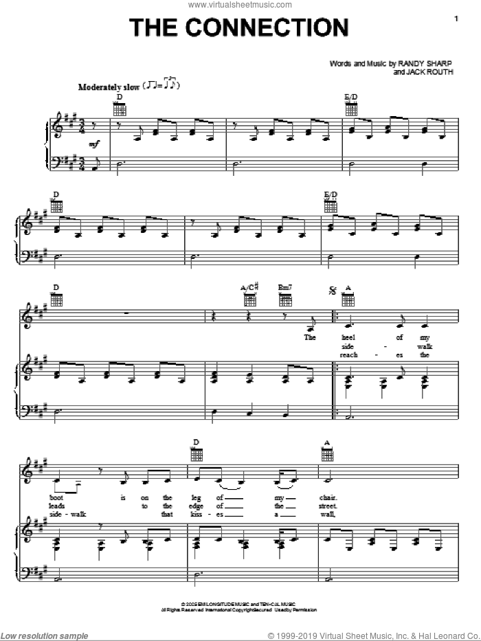 The Connection sheet music for voice, piano or guitar by Emmylou Harris, Jack Routh and Randy Sharp, intermediate skill level