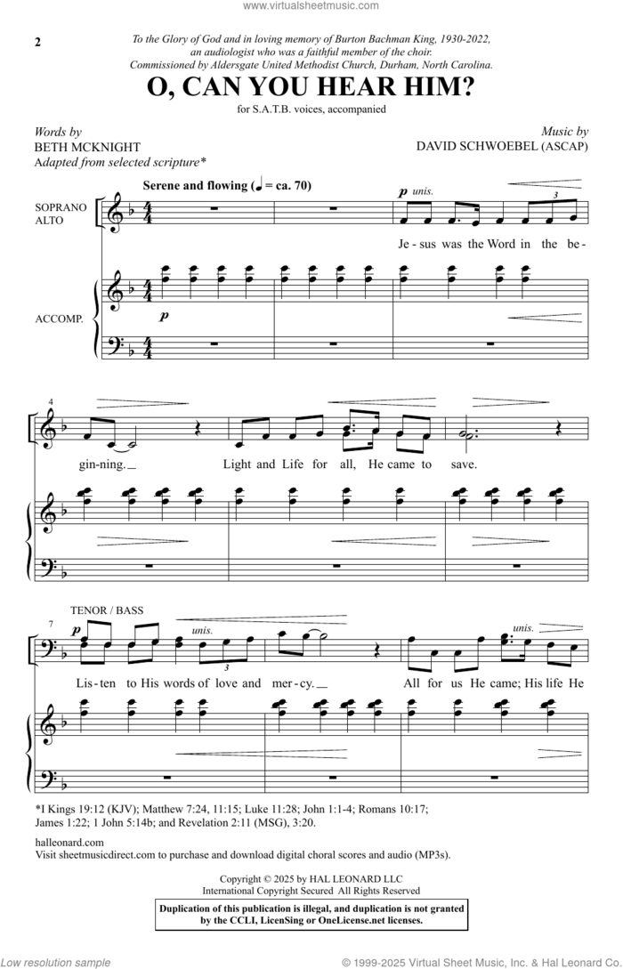 O, Can You Hear Him? sheet music for choir (SATB: soprano, alto, tenor, bass) by David Schwoebel and Beth McKnight, intermediate skill level