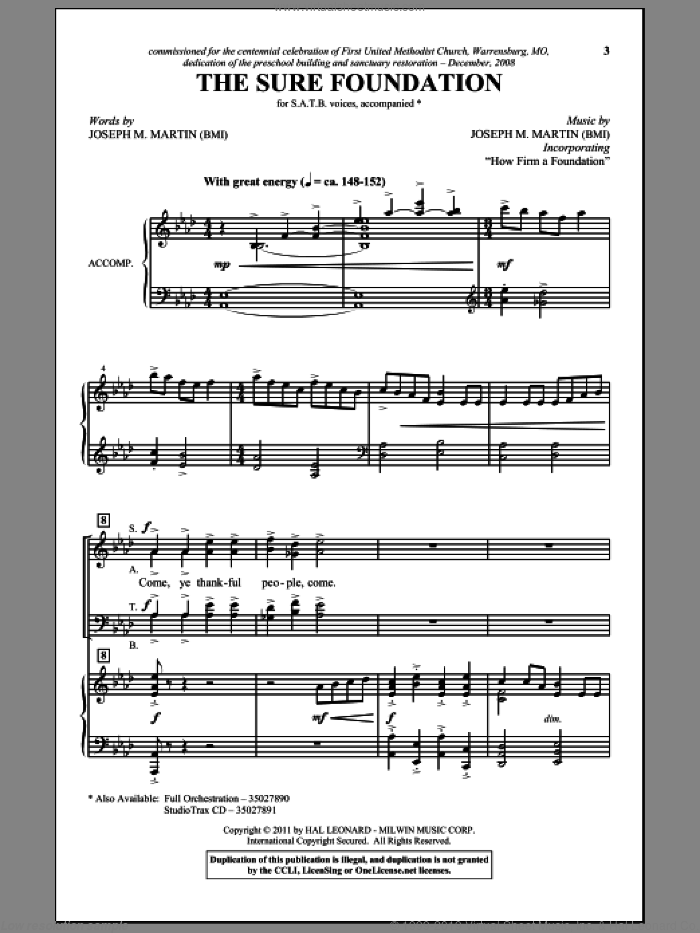 The Sure Foundation sheet music for choir (SATB: soprano, alto, tenor, bass) by John Mason Neale, Henry T. Smart, John Rippon, Joseph M. Martin and Miscellaneous, intermediate skill level