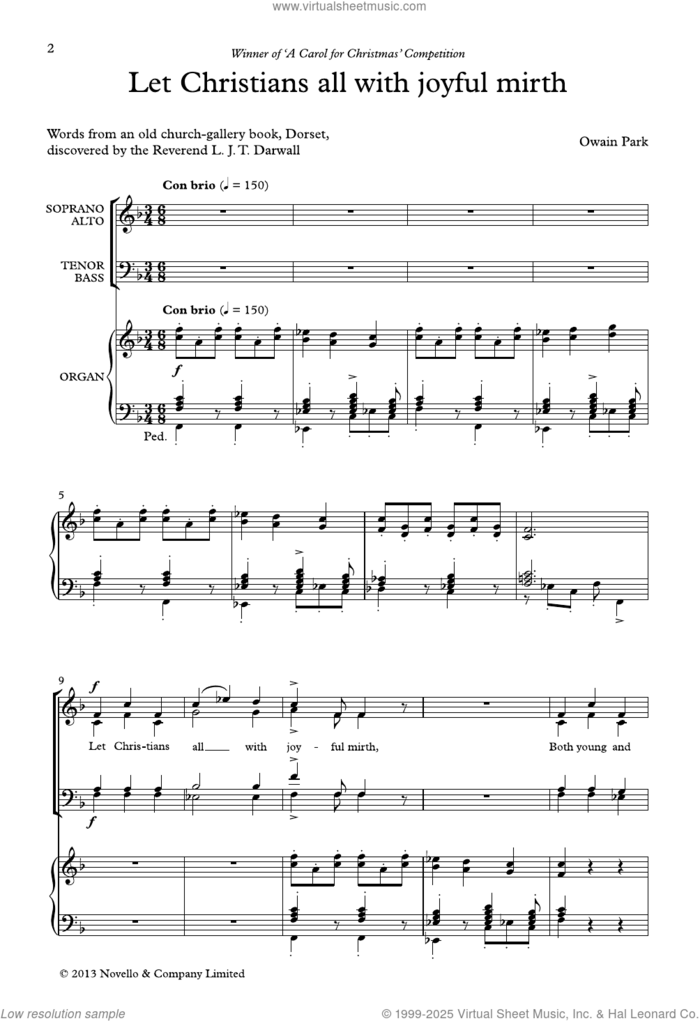 Let Christians All With Joyful Mirth sheet music for choir (SATB: soprano, alto, tenor, bass) by Owain Park, classical score, intermediate skill level