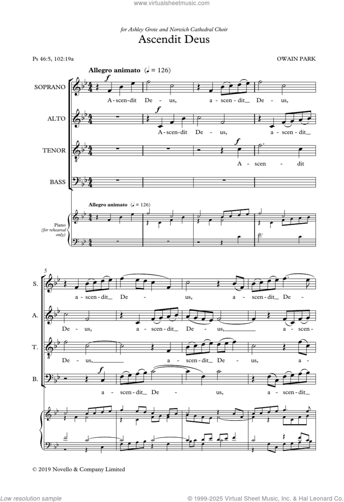 Ascendit Deus sheet music for choir (SATB: soprano, alto, tenor, bass) by Owain Park, classical score, intermediate skill level