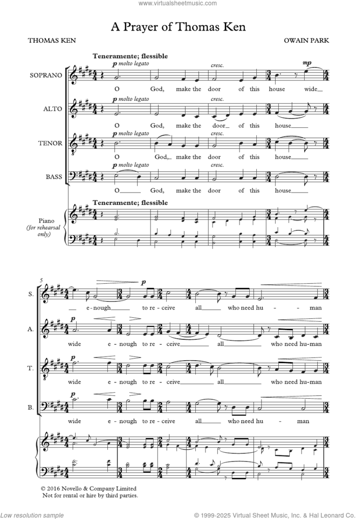 Prayer Of Thomas Ken sheet music for choir (SATB: soprano, alto, tenor, bass) by Owain Park, classical score, intermediate skill level