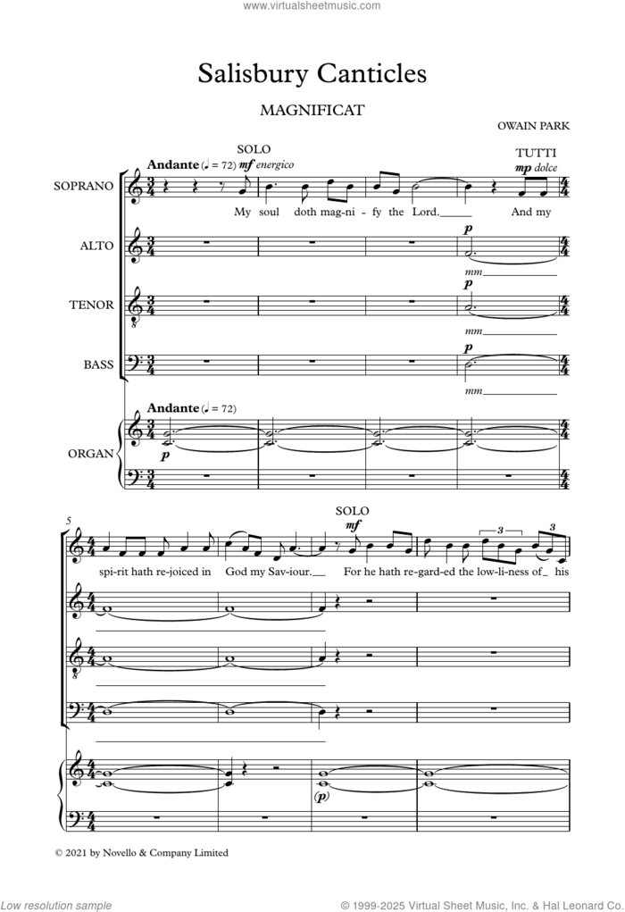Salisbury Canticles sheet music for choir (SATB: soprano, alto, tenor, bass) by Owain Park, classical score, intermediate skill level