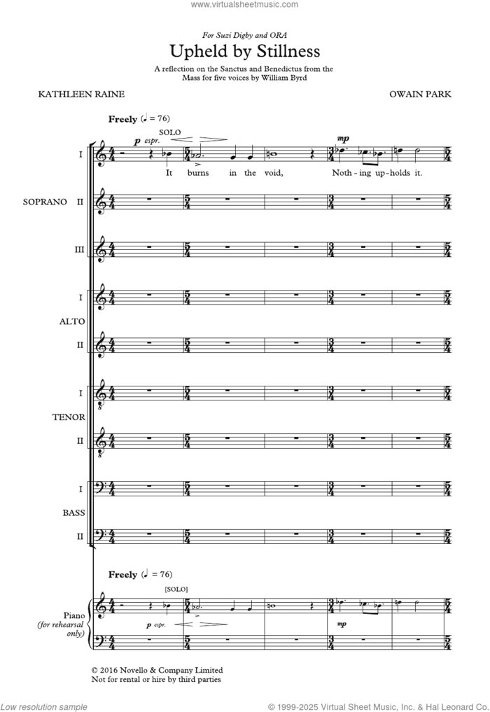 Upheld By Stillness sheet music for choir (SATB: soprano, alto, tenor, bass) by Owain Park, classical score, intermediate skill level