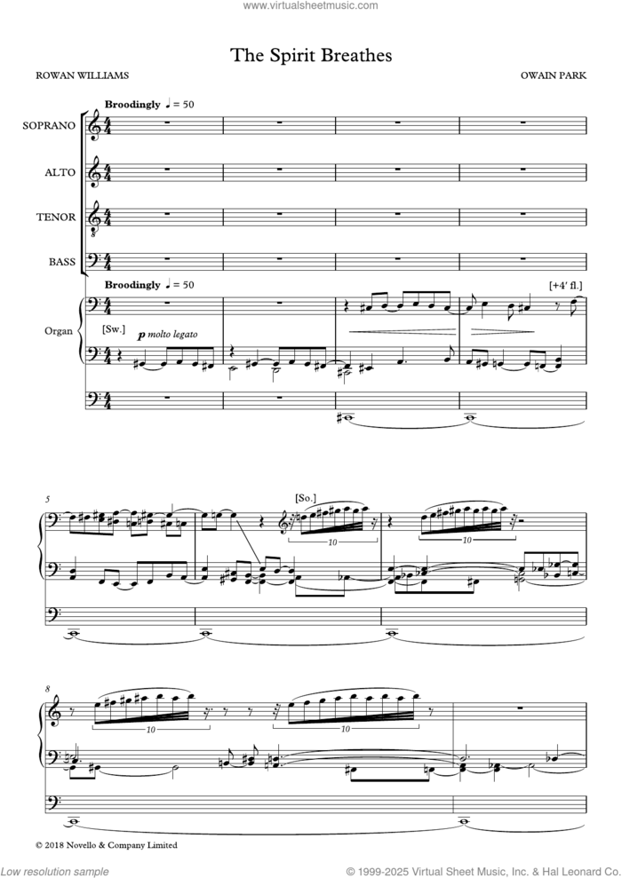 The Spirit Breathes sheet music for choir (SATB: soprano, alto, tenor, bass) by Owain Park, classical score, intermediate skill level