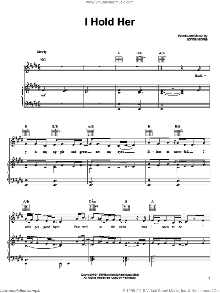 I Hold Her sheet music for voice, piano or guitar by Bonnie McKee, intermediate skill level