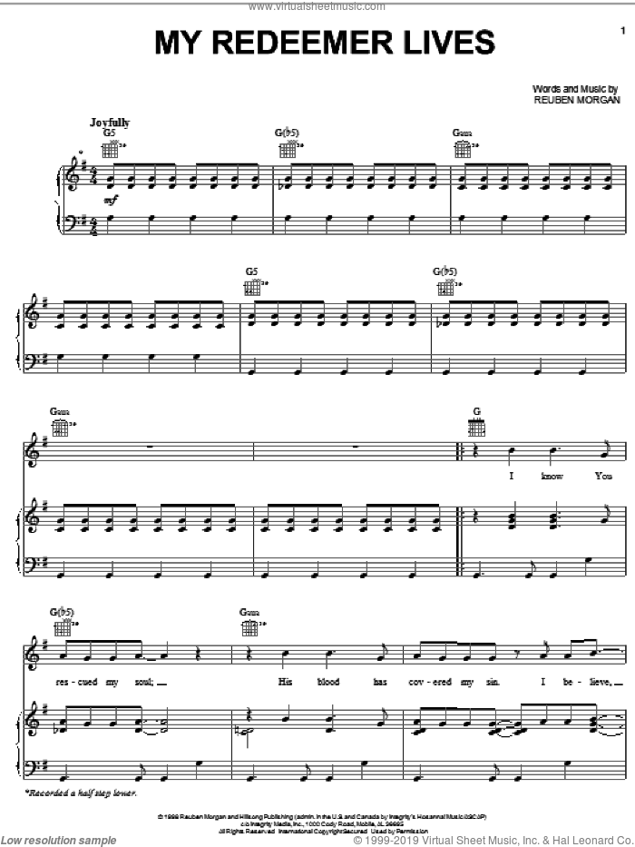 My Redeemer Lives sheet music for voice, piano or guitar by Phillips, Craig & Dean and Reuben Morgan, intermediate skill level