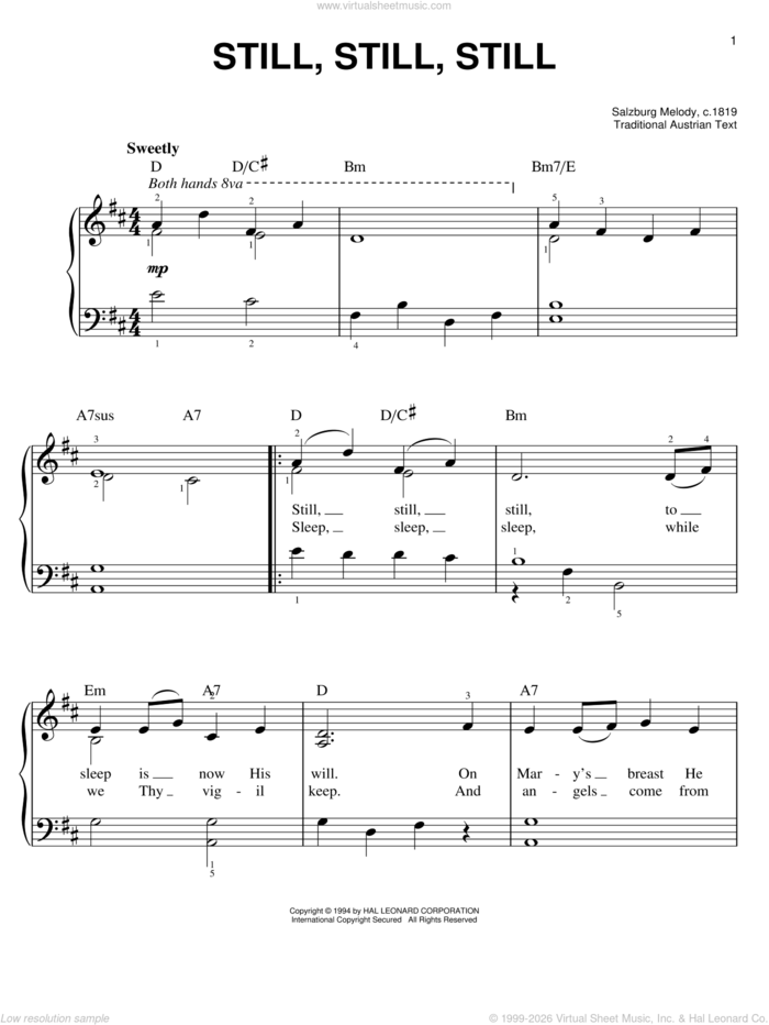 Still, Still, Still, (easy) sheet music for piano solo, easy skill level