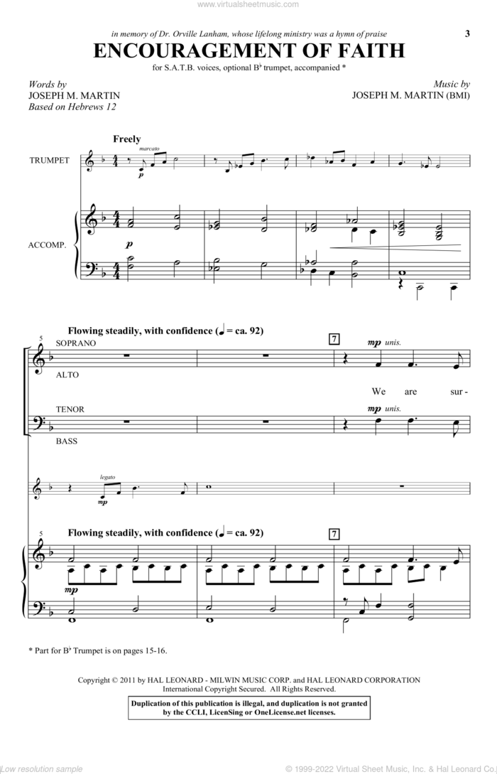 Encouragement Of Faith sheet music for choir (SATB: soprano, alto, tenor, bass) by Joseph M. Martin, intermediate skill level