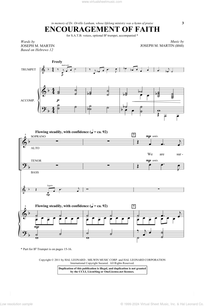 Encouragement Of Faith sheet music for choir (SATB: soprano, alto, tenor, bass) by Joseph M. Martin, intermediate skill level