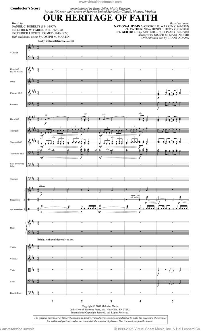 Our Heritage Of Faith (from Of Faith And Freedom) (COMPLETE) sheet music for orchestra/band (Orchestra) by Joseph M. Martin, Arthur Sullivan, Daniel Crane Roberts, Frederick William Faber, George William Warren, Henri F. Hemy, James G. Walton and Sabine Baring-Gould, intermediate skill level
