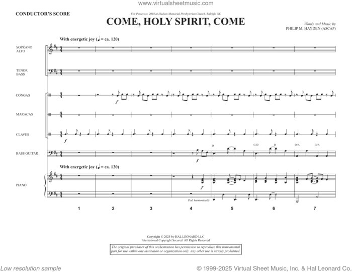 Come, Holy Spirit, Come (COMPLETE) sheet music for orchestra/band by Philip M. Hayden, intermediate skill level