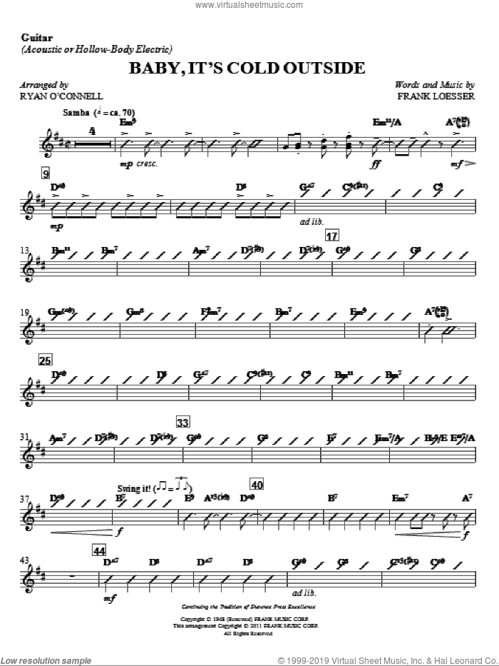 Baby, It's Cold Outside (complete set of parts) sheet music for orchestra/band (Special) by Frank Loesser, Glee Cast and Miscellaneous, intermediate skill level