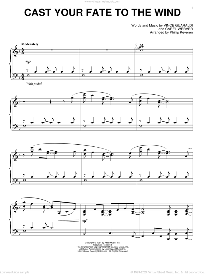 Cast Your Fate To The Wind (arr. Phillip Keveren) sheet music for piano solo by Vince Guaraldi, Phillip Keveren and Carel Werver, intermediate skill level