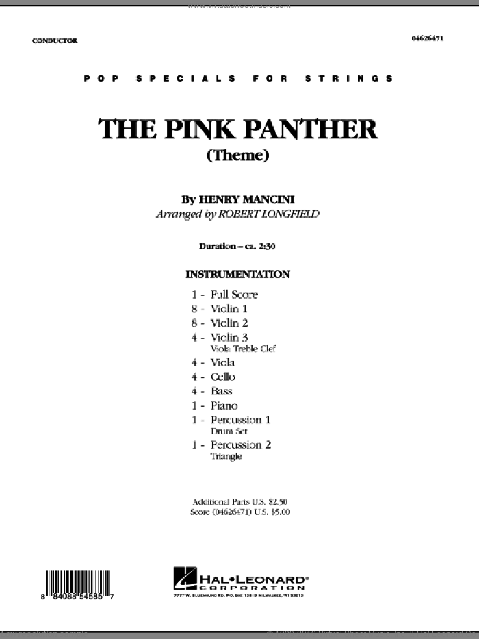The Pink Panther (Theme) sheet music (complete collection) for orchestra