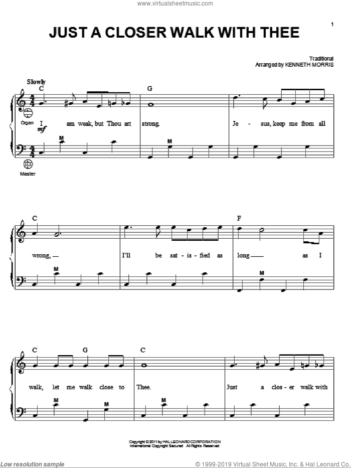Just A Closer Walk With Thee sheet music for accordion by Kenneth Morris and Gary Meisner, intermediate skill level