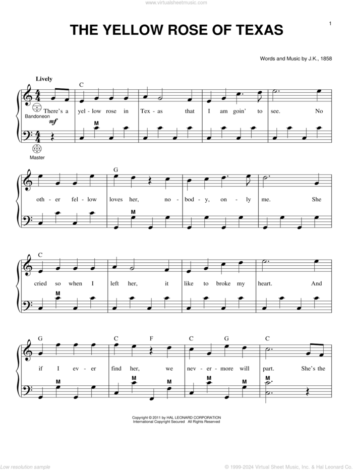 The Yellow Rose Of Texas sheet music for accordion  and Gary Meisner, intermediate skill level