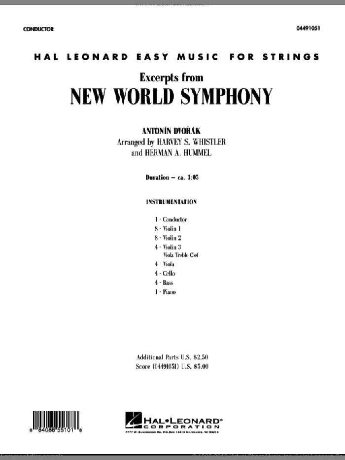 Excerpts from New World Symphony (COMPLETE) sheet music for orchestra by Antonin Dvorak, Harvey Whistler and Herman Hummel, classical score, intermediate skill level
