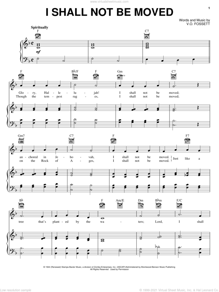 I Shall Not Be Moved sheet music for voice, piano or guitar by Johnny Cash, Edward H. Boatner and Miscellaneous, intermediate skill level