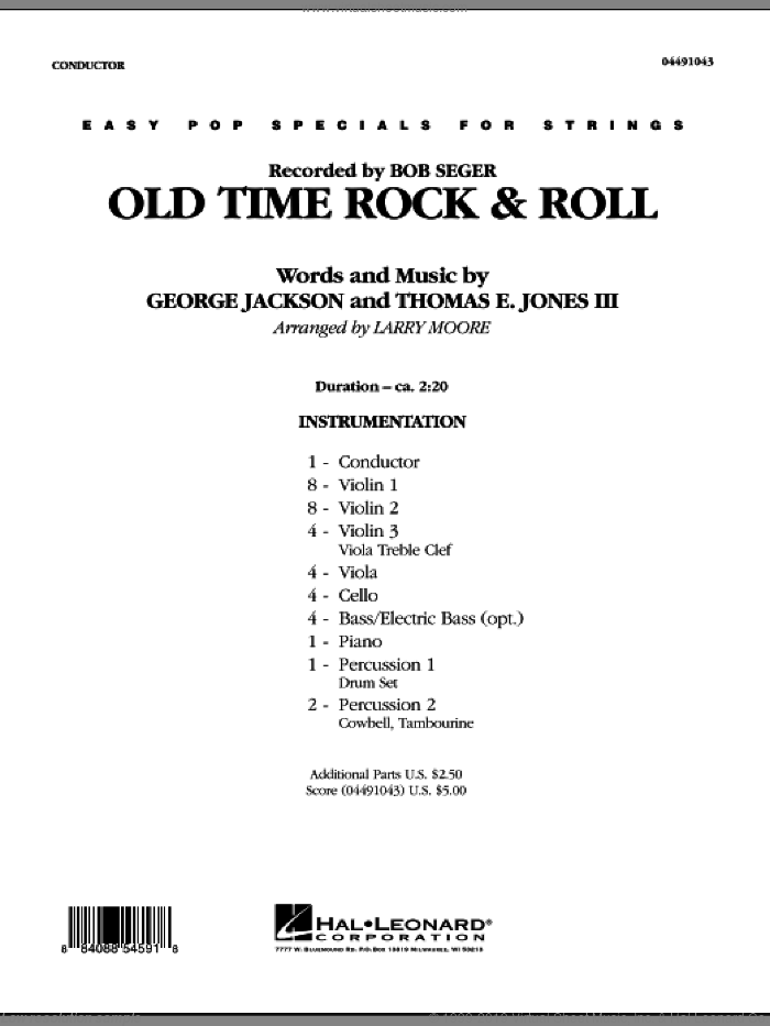Old Time Rock and Roll (COMPLETE) sheet music for orchestra by George Jackson, Tom Jones, Bob Seger and Larry Moore, intermediate skill level