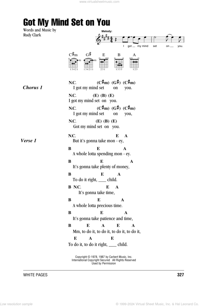 Got My Mind Set On You sheet music for guitar (chords) by George Harrison and Rudy Clark, intermediate skill level