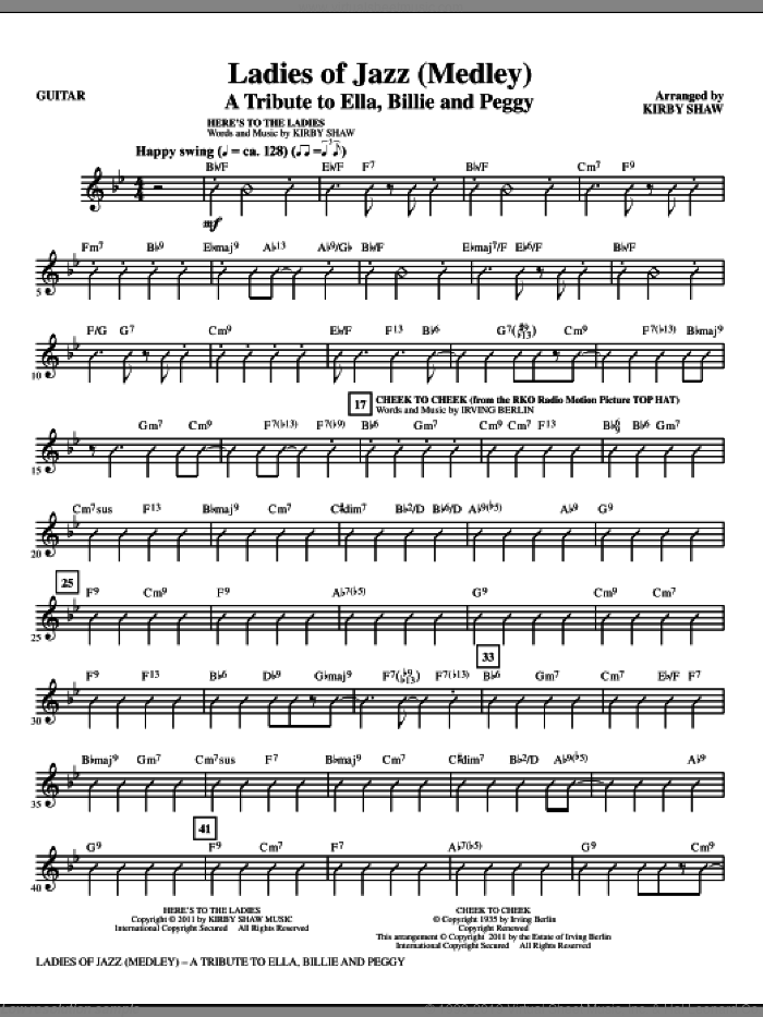 Ladies Of Jazz (Medley) (complete set of parts) sheet music for orchestra/band (Rhythm) by Kirby Shaw, Billie Holiday, Ella Fitzgerald and Peggy Lee, intermediate skill level