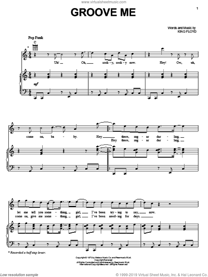 Groove Me sheet music for voice, piano or guitar by King Floyd, intermediate skill level