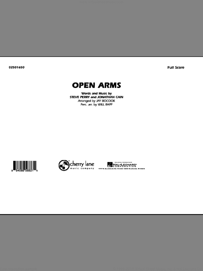 Open Arms (COMPLETE) sheet music for marching band by Steve Perry, Jonathan Cain, Jay Bocook, Journey and Will Rapp, intermediate skill level