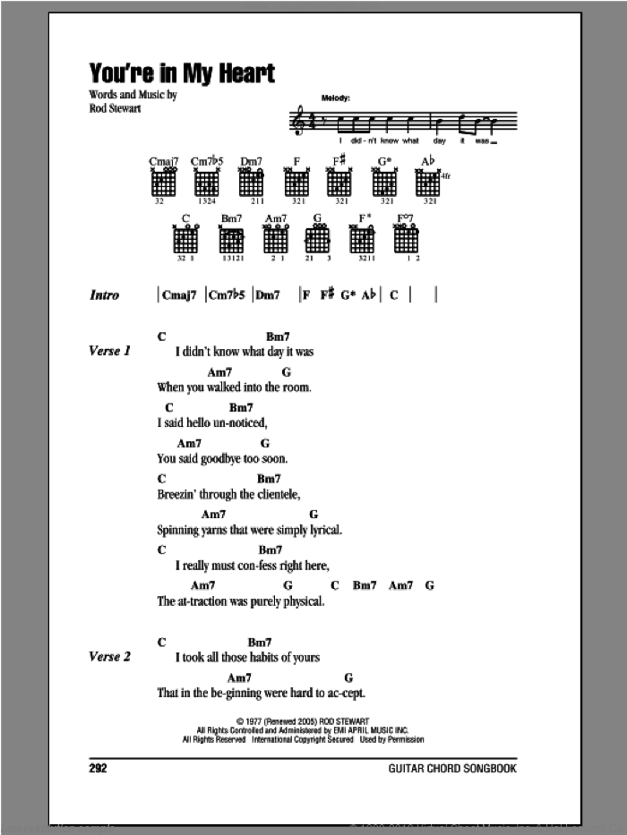 You're In My Heart sheet music for guitar (chords) by Rod Stewart, intermediate skill level