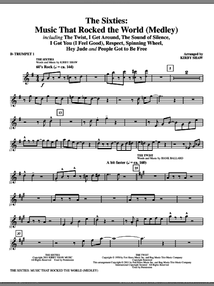 The Sixties: Music That Rocked The World (complete set of parts) sheet music for orchestra/band by Kirby Shaw, intermediate skill level