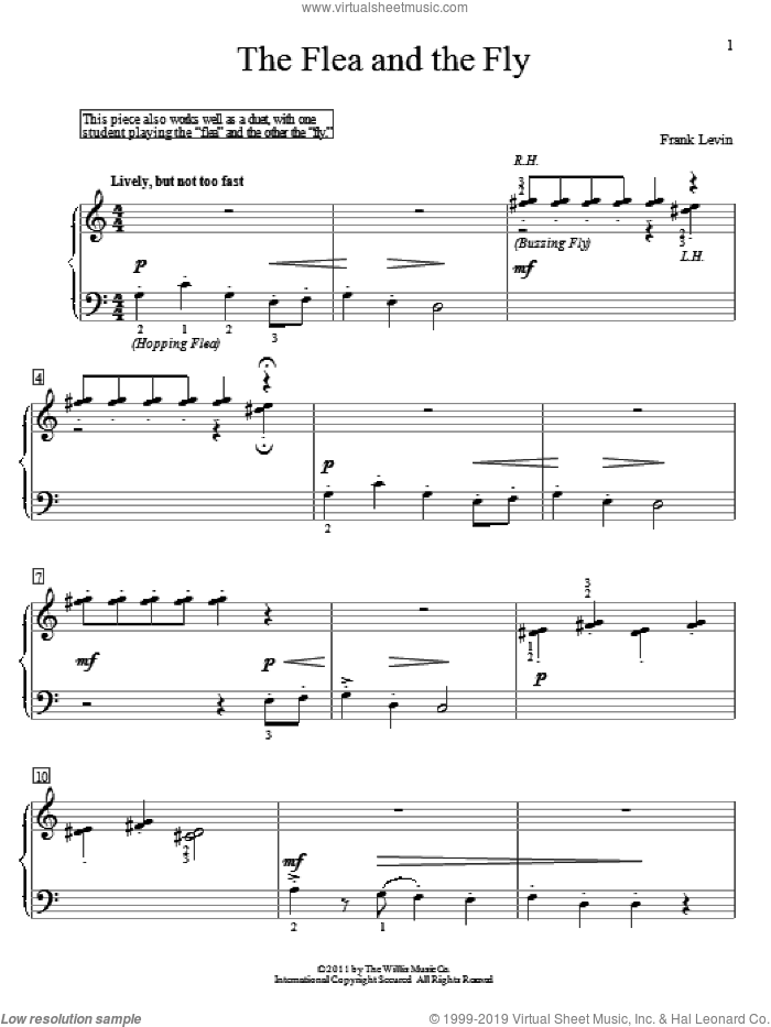 The Flea And The Fly sheet music for piano solo (elementary) by Frank Levin, beginner piano (elementary)