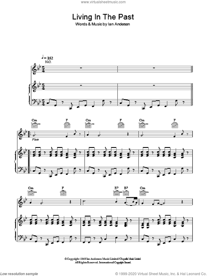 Living In The Past sheet music for voice, piano or guitar by Jethro Tull and Ian Anderson, intermediate skill level