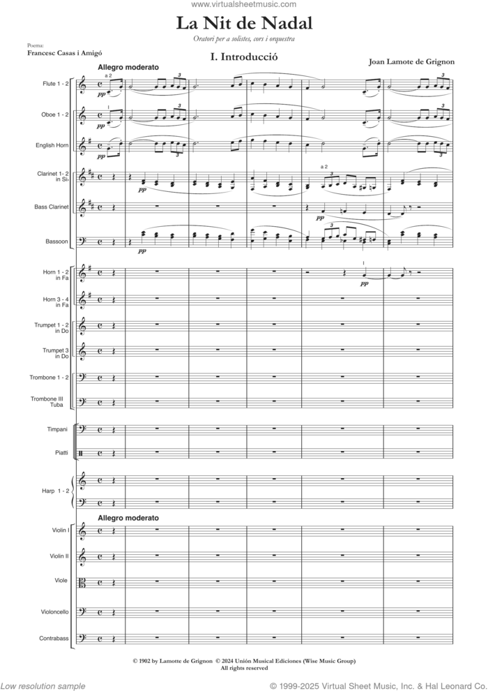 La Nit de Nadal sheet music for choir by Joan Lamote de Grignon, classical score, intermediate skill level