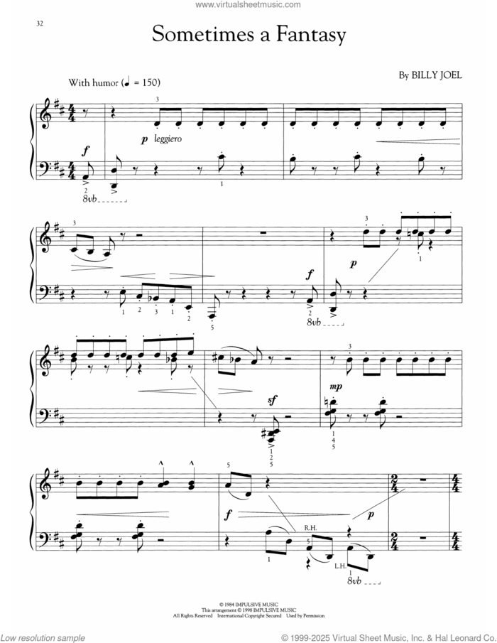 Sometimes A Fantasy (arr. Phillip Keveren) sheet music for voice and other instruments (E-Z Play) by Billy Joel and Phillip Keveren, easy skill level